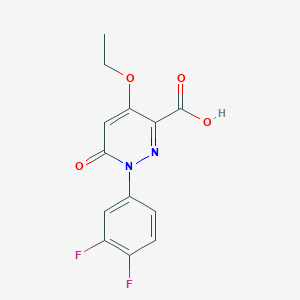 molecular formula C13H10F2N2O4 B1458289 1-(3,4-Difluorophenyl)-4-ethoxy-6-oxo-1,6-dihydropyridazine-3-carboxylic acid CAS No. 1638612-69-7