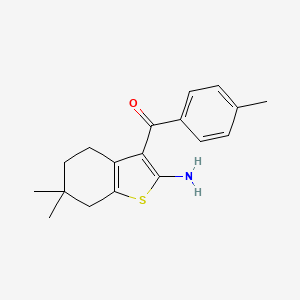 molecular formula C18H21NOS B1458296 6,6-Dimethyl-3-(4-methylbenzoyl)-4,5,6,7-tetrahydro-1-benzothiophen-2-amine CAS No. 1461715-47-8