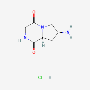 molecular formula C7H12ClN3O2 B1458318 (7R,8aS)-7-氨基六氢吡咯并[1,2-a]嘧啶-1,4-二酮盐酸盐 CAS No. 1609388-61-5