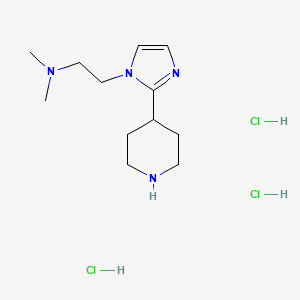 molecular formula C12H25Cl3N4 B1458326 N,N-二甲基-2-(2-哌啶-4-基-1H-咪唑-1-基)乙胺三盐酸盐 CAS No. 1982950-73-1