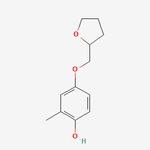 molecular formula C12H16O3 B14583280 2-Methyl-4-[(oxolan-2-yl)methoxy]phenol CAS No. 61157-37-7