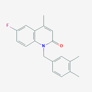 molecular formula C19H18FNO B14583290 1-[(3,4-Dimethylphenyl)methyl]-6-fluoro-4-methylquinolin-2(1H)-one CAS No. 61298-00-8