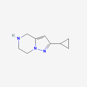 molecular formula C9H13N3 B1458336 2-环丙基-4H,5H,6H,7H-吡唑并[1,5-a]吡嗪 CAS No. 1554484-85-3