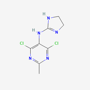molecular formula C8H9Cl2N5 B1458356 4,6-二氯-N-(4,5-二氢-1H-咪唑-2-基)-2-甲基嘧啶-5-胺 CAS No. 352457-35-3