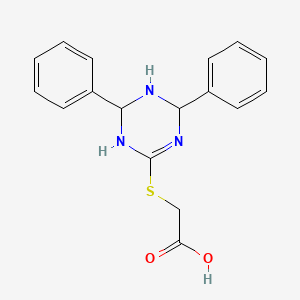 molecular formula C17H17N3O2S B14583737 Acetic acid, [(1,4,5,6-tetrahydro-4,6-diphenyl-1,3,5-triazin-2-yl)thio]- CAS No. 61582-15-8