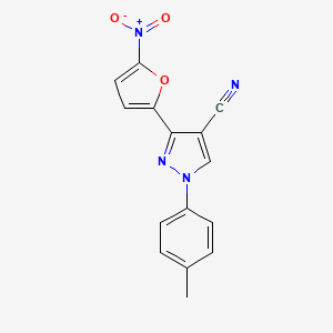 molecular formula C15H10N4O3 B14583824 1-(4-Methylphenyl)-3-(5-nitrofuran-2-yl)-1H-pyrazole-4-carbonitrile CAS No. 61620-69-7