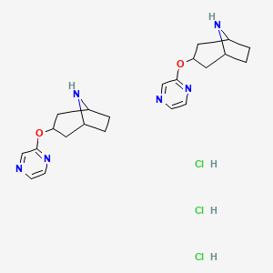 B1458390 3-(Pyrazin-2-yloxy)-8-azabicyclo[3.2.1]octane sesquihydrochloride CAS No. 1820706-32-8