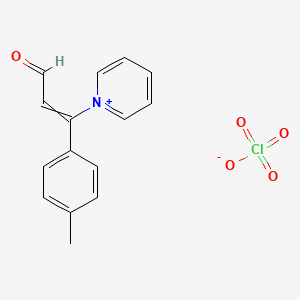 molecular formula C15H14ClNO5 B14583984 1-[1-(4-Methylphenyl)-3-oxoprop-1-en-1-yl]pyridin-1-ium perchlorate CAS No. 61100-28-5