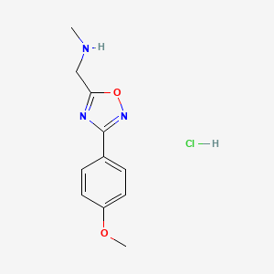 molecular formula C11H14ClN3O2 B1458404 {[3-(4-Methoxyphenyl)-1,2,4-oxadiazol-5-yl]methyl}methylamine hydrochloride CAS No. 1638612-85-7