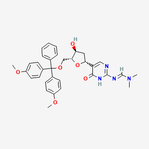 molecular formula C33H36N4O6 B1458418 N'-[5-[(2R,4S,5R)-5-[[Bis(4-methoxyphenyl)-phenylmethoxy]methyl]-4-hydroxyoxolan-2-yl]-6-oxo-1H-pyrimidin-2-yl]-N,N-dimethylmethanimidamide CAS No. 307314-30-3