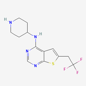 molecular formula C13H15F3N4S B1458429 N-(哌啶-4-基)-6-(2,2,2-三氟乙基)噻吩并[2,3-d]嘧啶-4-胺 CAS No. 1628317-93-0