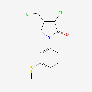 molecular formula C12H13Cl2NOS B14584350 3-Chloro-4-(chloromethyl)-1-[3-(methylsulfanyl)phenyl]pyrrolidin-2-one CAS No. 61213-43-2