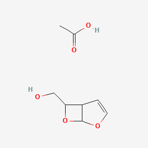 molecular formula C8H12O5 B14584619 Acetic acid;2,7-dioxabicyclo[3.2.0]hept-3-en-6-ylmethanol CAS No. 61063-40-9