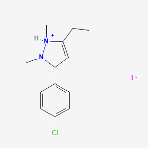 molecular formula C13H18ClIN2 B14584781 3-(4-Chlorophenyl)-5-ethyl-1,2-dimethyl-2,3-dihydro-1H-pyrazol-1-ium iodide CAS No. 61592-16-3