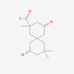 molecular formula C15H22O3 B14584794 2,8,8-Trimethyl-4,10-dioxospiro[5.5]undecane-2-carbaldehyde CAS No. 61049-52-3