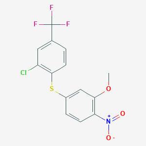 molecular formula C14H9ClF3NO3S B14584854 2-Chloro-1-[(3-methoxy-4-nitrophenyl)sulfanyl]-4-(trifluoromethyl)benzene CAS No. 61405-47-8