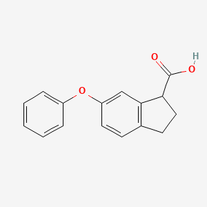 molecular formula C16H14O3 B14584956 6-Phenoxy-2,3-dihydro-1H-indene-1-carboxylic acid CAS No. 61346-52-9