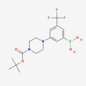 molecular formula C16H22BF3N2O4 B1458504 (3-(4-(叔丁氧基羰基)哌嗪-1-基)-5-(三氟甲基)苯基)硼酸 CAS No. 1704069-33-9