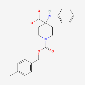 molecular formula C21H23N2O4- B14585088 4-Anilino-1-{[(4-methylphenyl)methoxy]carbonyl}piperidine-4-carboxylate CAS No. 61380-19-6