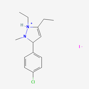 molecular formula C14H20ClIN2 B14585213 3-(4-Chlorophenyl)-1,5-diethyl-2-methyl-2,3-dihydro-1H-pyrazol-1-ium iodide CAS No. 61592-20-9