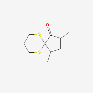 molecular formula C10H16OS2 B14585239 2,4-Dimethyl-6,10-dithiaspiro[4.5]decan-1-one CAS No. 61364-94-1