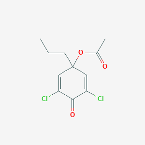 molecular formula C11H12Cl2O3 B14585248 3,5-Dichloro-4-oxo-1-propylcyclohexa-2,5-dien-1-yl acetate CAS No. 61306-17-0