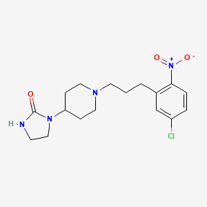 molecular formula C17H23ClN4O3 B14585303 1-{1-[3-(5-Chloro-2-nitrophenyl)propyl]piperidin-4-yl}imidazolidin-2-one CAS No. 61220-46-0