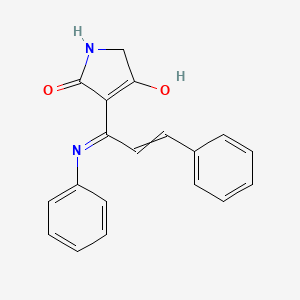 molecular formula C19H16N2O2 B14585375 3-(1-Anilino-3-phenylprop-2-en-1-ylidene)pyrrolidine-2,4-dione CAS No. 61382-87-4