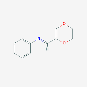 molecular formula C11H11NO2 B14585454 Benzenamine, N-[(5,6-dihydro-1,4-dioxin-2-yl)methylene]- CAS No. 61564-97-4