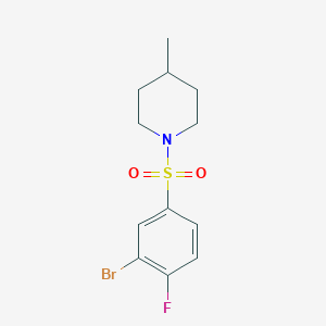 molecular formula C12H15BrFNO2S B1458554 1-((3-Bromo-4-fluorophenyl)sulfonyl)-4-methylpiperidine CAS No. 1704097-06-2