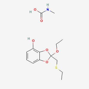 molecular formula C14H21NO6S B14585590 2-Ethoxy-2-(ethylsulfanylmethyl)-1,3-benzodioxol-4-ol;methylcarbamic acid CAS No. 61083-27-0