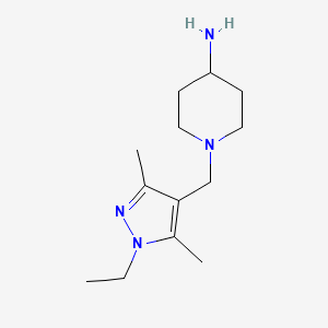 molecular formula C13H24N4 B1458565 1-((1-乙基-3,5-二甲基-1H-吡唑-4-基)甲基)哌啶-4-胺 CAS No. 1018995-68-0