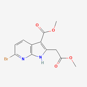 molecular formula C12H11BrN2O4 B1458575 6-溴-2-(2-甲氧基-2-氧代乙基)-1H-吡咯并[2,3-b]吡啶-3-甲酸甲酯 CAS No. 1704065-82-6