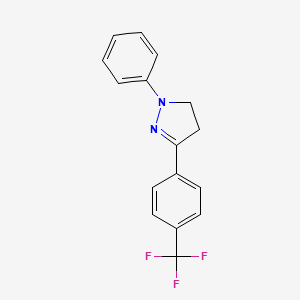 molecular formula C16H13F3N2 B14585811 1-Phenyl-3-[4-(trifluoromethyl)phenyl]-4,5-dihydro-1H-pyrazole CAS No. 61447-63-0