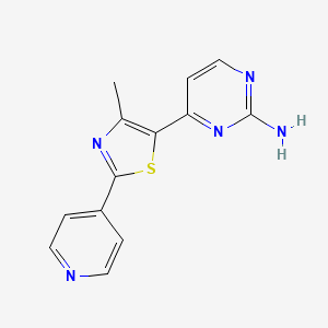 molecular formula C13H11N5S B1458591 4-[4-Methyl-2-(pyridin-4-yl)-1,3-thiazol-5-yl]pyrimidin-2-amine CAS No. 499796-09-7
