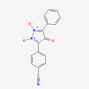 molecular formula C16H9N3O3 B14585919 Benzonitrile, 4-(1,2-dioxido-4-oxo-5-phenyl-4H-pyrazol-3-yl)- CAS No. 61572-30-3