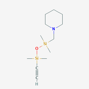 molecular formula C12H25NOSi2 B14585922 1-[(3-Ethynyl-1,1,3,3-tetramethyldisiloxanyl)methyl]piperidine CAS No. 61222-39-7