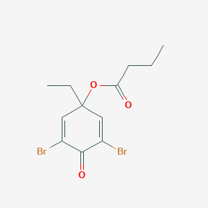 molecular formula C12H14Br2O3 B14586024 3,5-Dibromo-1-ethyl-4-oxocyclohexa-2,5-dien-1-yl butanoate CAS No. 61306-03-4