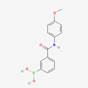 molecular formula C14H14BNO4 B1458615 (3-((4-Methoxyphenyl)carbamoyl)phenyl)boronic acid CAS No. 874459-99-1