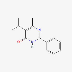 molecular formula C14H16N2O B14586283 6-Methyl-2-phenyl-5-(propan-2-yl)pyrimidin-4(1H)-one CAS No. 61442-45-3