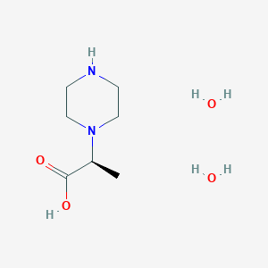 molecular formula C7H18N2O4 B1458633 (2S)-2-(哌嗪-1-基)丙酸二水合物 CAS No. 1823183-72-7