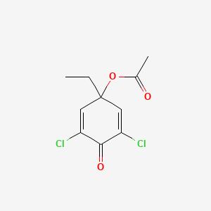 molecular formula C10H10Cl2O3 B14586588 3,5-Dichloro-1-ethyl-4-oxocyclohexa-2,5-dien-1-yl acetate CAS No. 61305-85-9