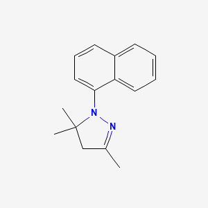 molecular formula C16H18N2 B14586661 1H-Pyrazole, 4,5-dihydro-3,5,5-trimethyl-1-(1-naphthalenyl)- CAS No. 61155-33-7