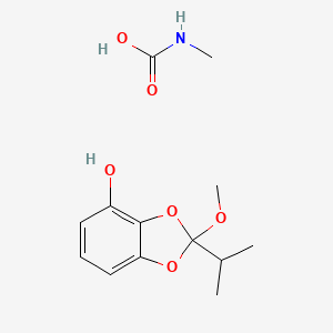 molecular formula C13H19NO6 B14586837 2-Methoxy-2-propan-2-yl-1,3-benzodioxol-4-ol;methylcarbamic acid CAS No. 61083-17-8