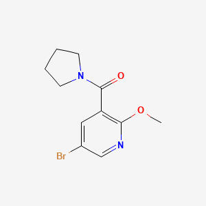 molecular formula C11H13BrN2O2 B1458685 (5-Bromo-2-methoxy-pyridin-3-yl)-pyrrolidin-1-yl-methanone CAS No. 1707583-16-1