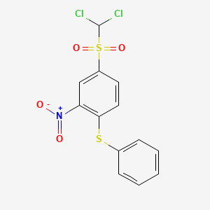 molecular formula C13H9Cl2NO4S2 B14586981 4-(Dichloromethanesulfonyl)-2-nitro-1-(phenylsulfanyl)benzene CAS No. 61497-27-6