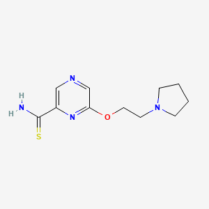 molecular formula C11H16N4OS B14587126 6-[2-(Pyrrolidin-1-yl)ethoxy]pyrazine-2-carbothioamide CAS No. 61280-12-4