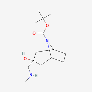 molecular formula C14H26N2O3 B1458720 叔丁基 3-羟基-3-((甲基氨基)甲基)-8-氮杂双环[3.2.1]辛烷-8-羧酸盐 CAS No. 2097944-01-7