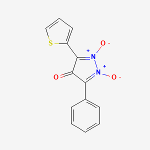 molecular formula C13H8N2O3S B14587406 4H-Pyrazol-4-one, 3-phenyl-5-(2-thienyl)-, 1,2-dioxide CAS No. 61572-38-1