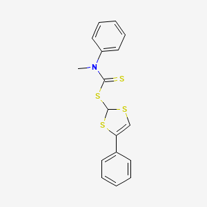 molecular formula C17H15NS4 B14587440 4-Phenyl-2H-1,3-dithiol-2-yl methyl(phenyl)carbamodithioate CAS No. 61522-86-9